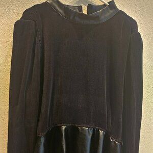 Sexy whimsygoth Black ribbed Witchy 1X faux leather peplum Top